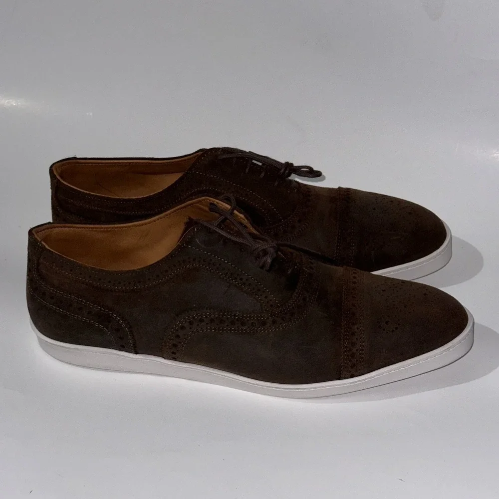 Allen Edmonds Strand Sneakers Suede Oxford Dress Shoes Brown Wax 5128 sz 9.5 - Picture 3 of 8